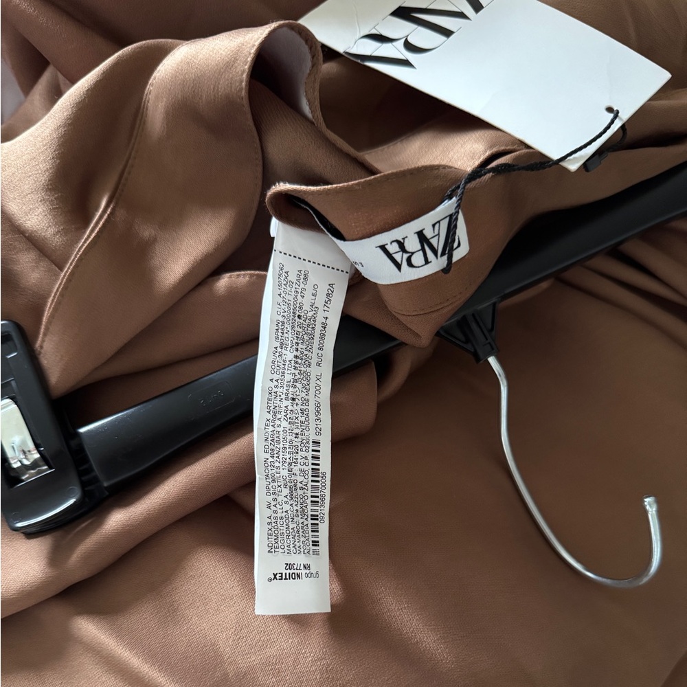 Zara Satin Skirt Brown Midi Satin Size XL NWT - Picture 9 of 9
